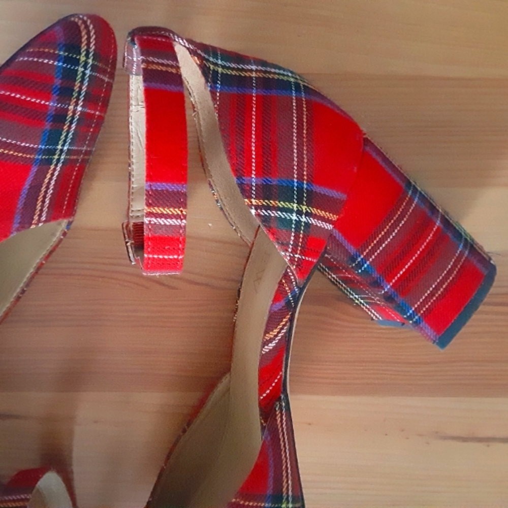 J.Crew Tartan Plaid Strappy Women's Heels Shoes Pumps - Picture 5 of 12